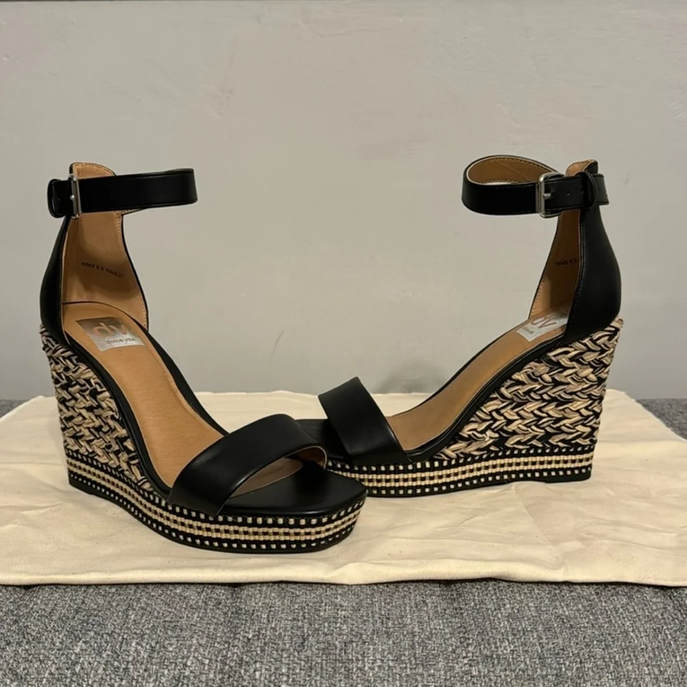 Black Wedge Sandals